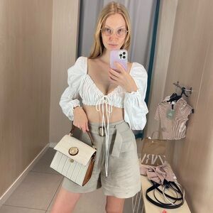 Elegant High Waist Tan Women's Shorts